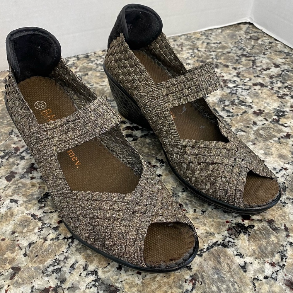 Bernie Mev Wovens Mary Jane Shoes 38 Gold Sparkle Casual Comfort Shoes Us 7-7.5
